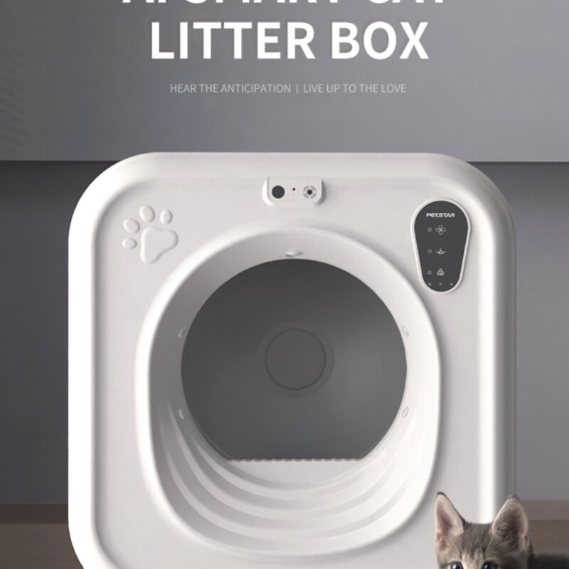 Self Cleaning Cat Litter Box Large Capacity Smart Automatic Cat Litter Box With APP Control for Multiple Cats