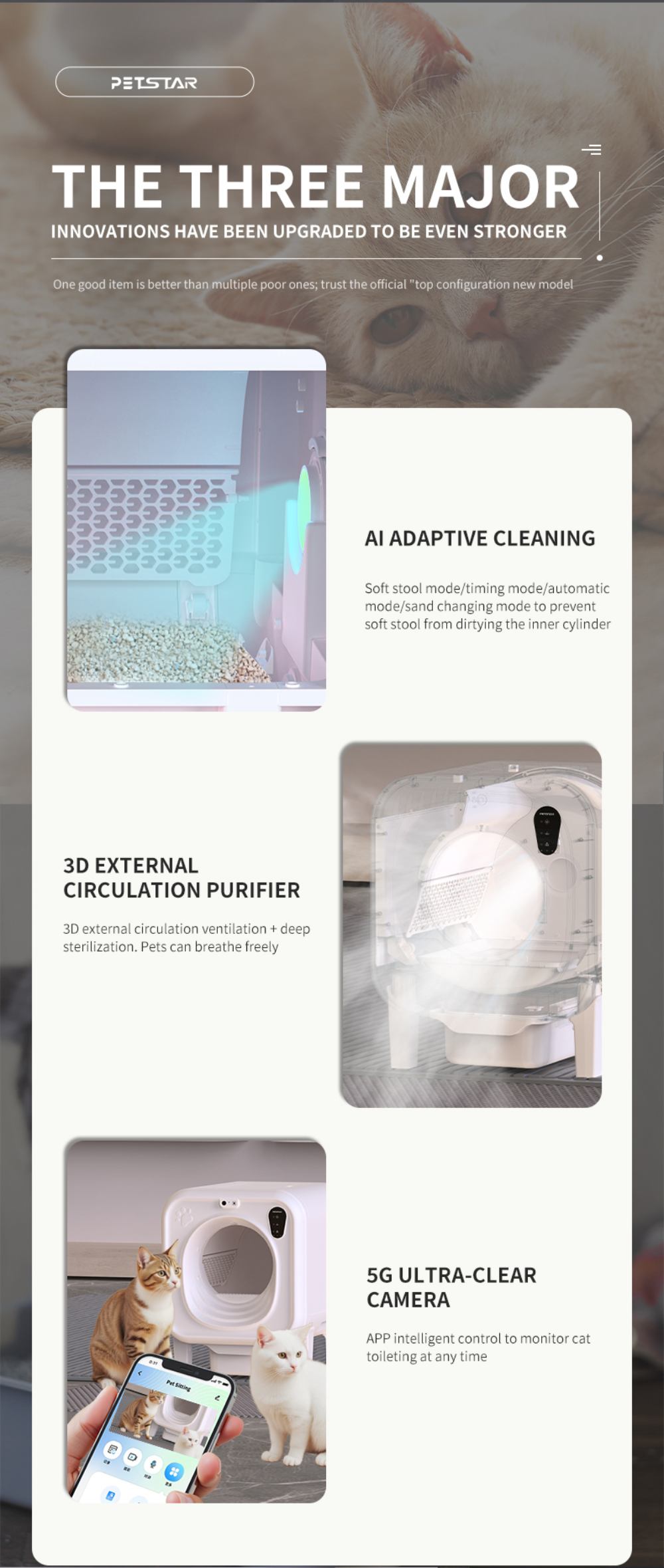 Self Cleaning Cat Litter Box Large Capacity Smart Automatic Cat Litter Box With APP Control for Multiple Cats - الصورة 2