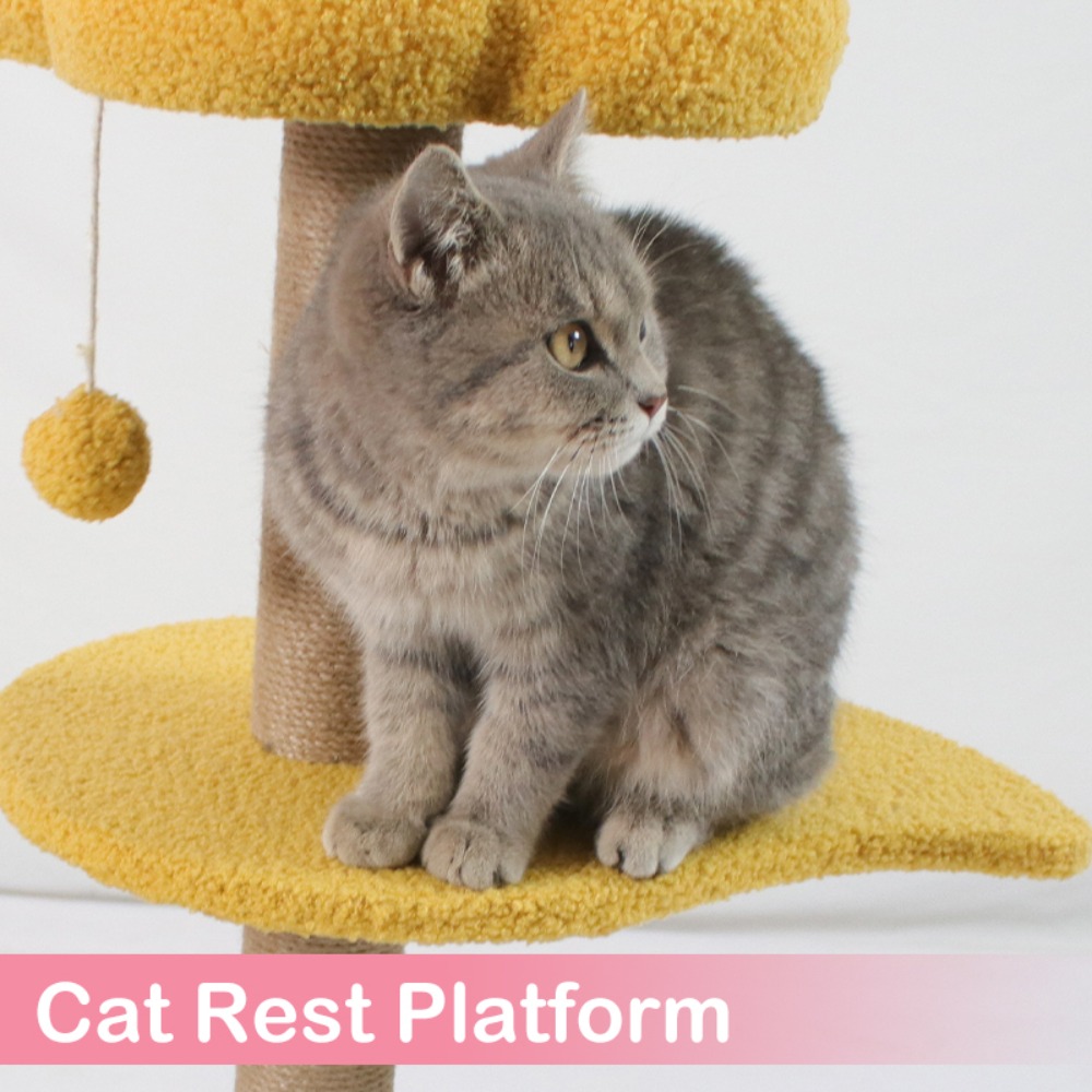 Trendy and creative flower cat tree with removable natural hemp rope pet toy cat tree scratching board — изображение 5