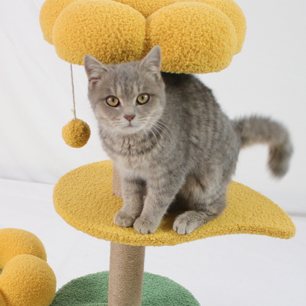 Trendy and creative flower cat tree with removable natural hemp rope pet toy cat tree scratching board — изображение 7