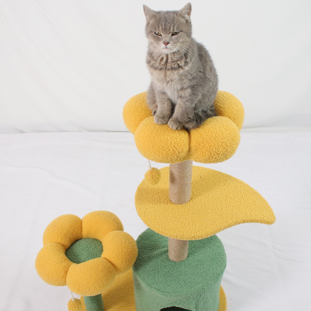 Trendy and creative flower cat tree with removable natural hemp rope pet toy cat tree scratching board — изображение 8
