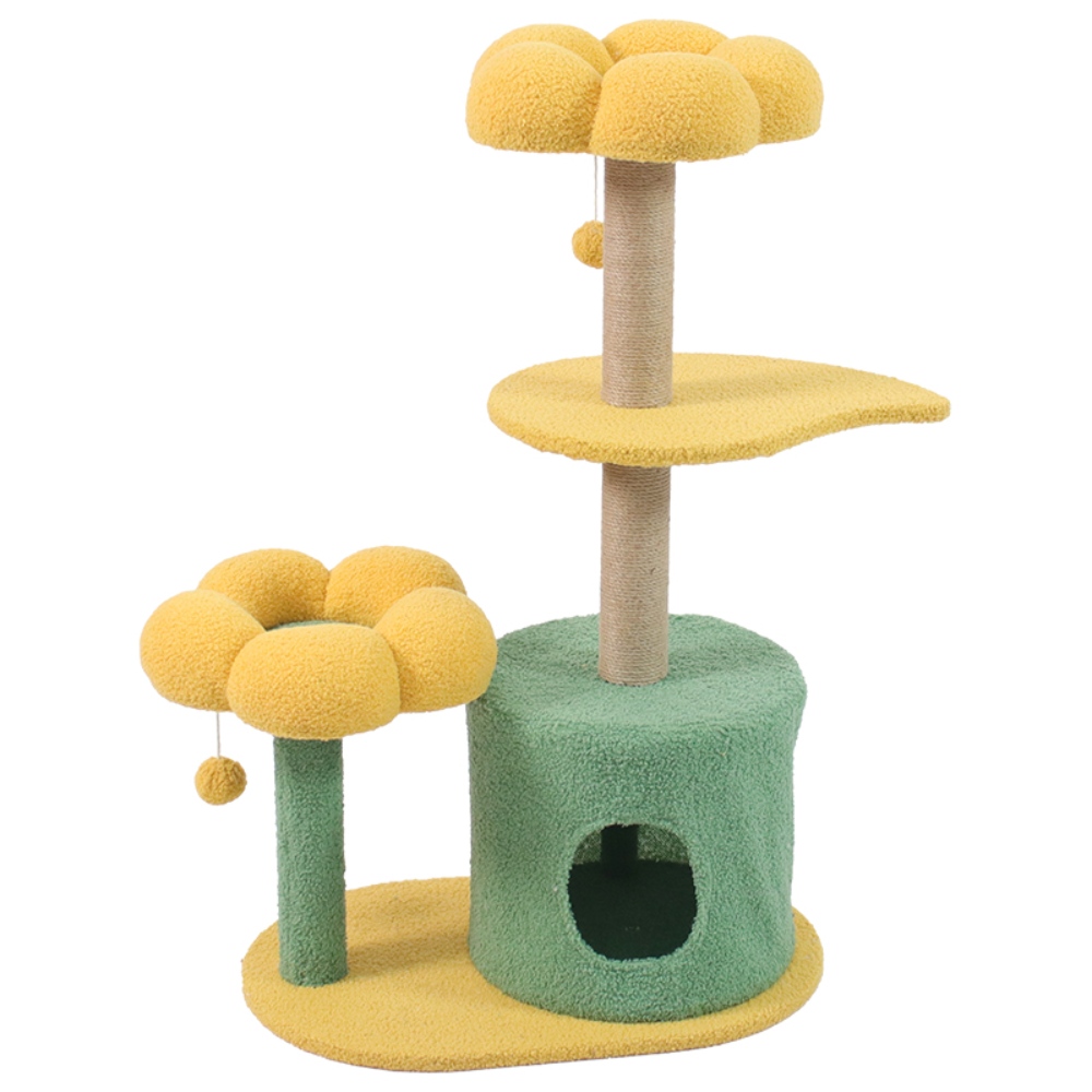 Trendy and creative flower cat tree with removable natural hemp rope pet toy cat tree scratching board — изображение 9