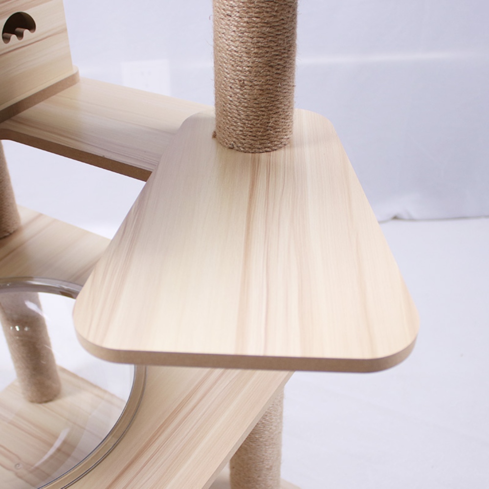 Large Wooden Cat Tree and Scratching Tower Cat Climbing Frame Premium Toy for Feline Friends to Play and Scratch - الصورة 10