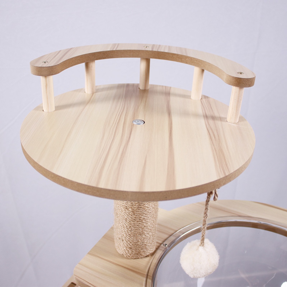 Large Wooden Cat Tree and Scratching Tower Cat Climbing Frame Premium Toy for Feline Friends to Play and Scratch - الصورة 13