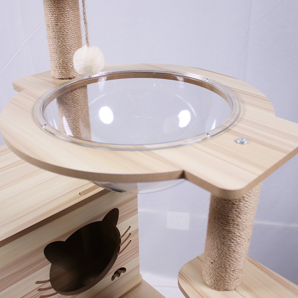 Large Wooden Cat Tree and Scratching Tower Cat Climbing Frame Premium Toy for Feline Friends to Play and Scratch - الصورة 14