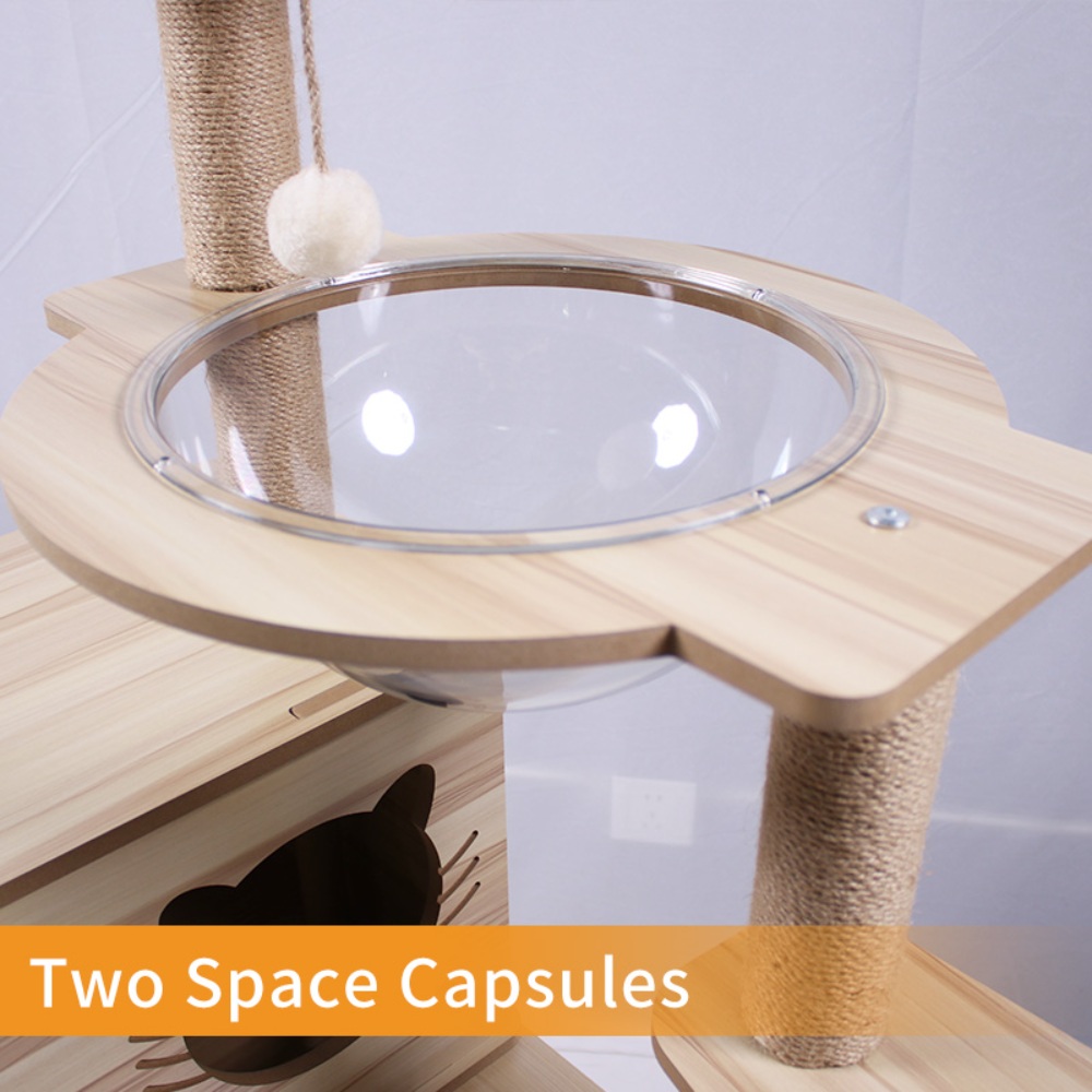 Large Wooden Cat Tree and Scratching Tower Cat Climbing Frame Premium Toy for Feline Friends to Play and Scratch - الصورة 4