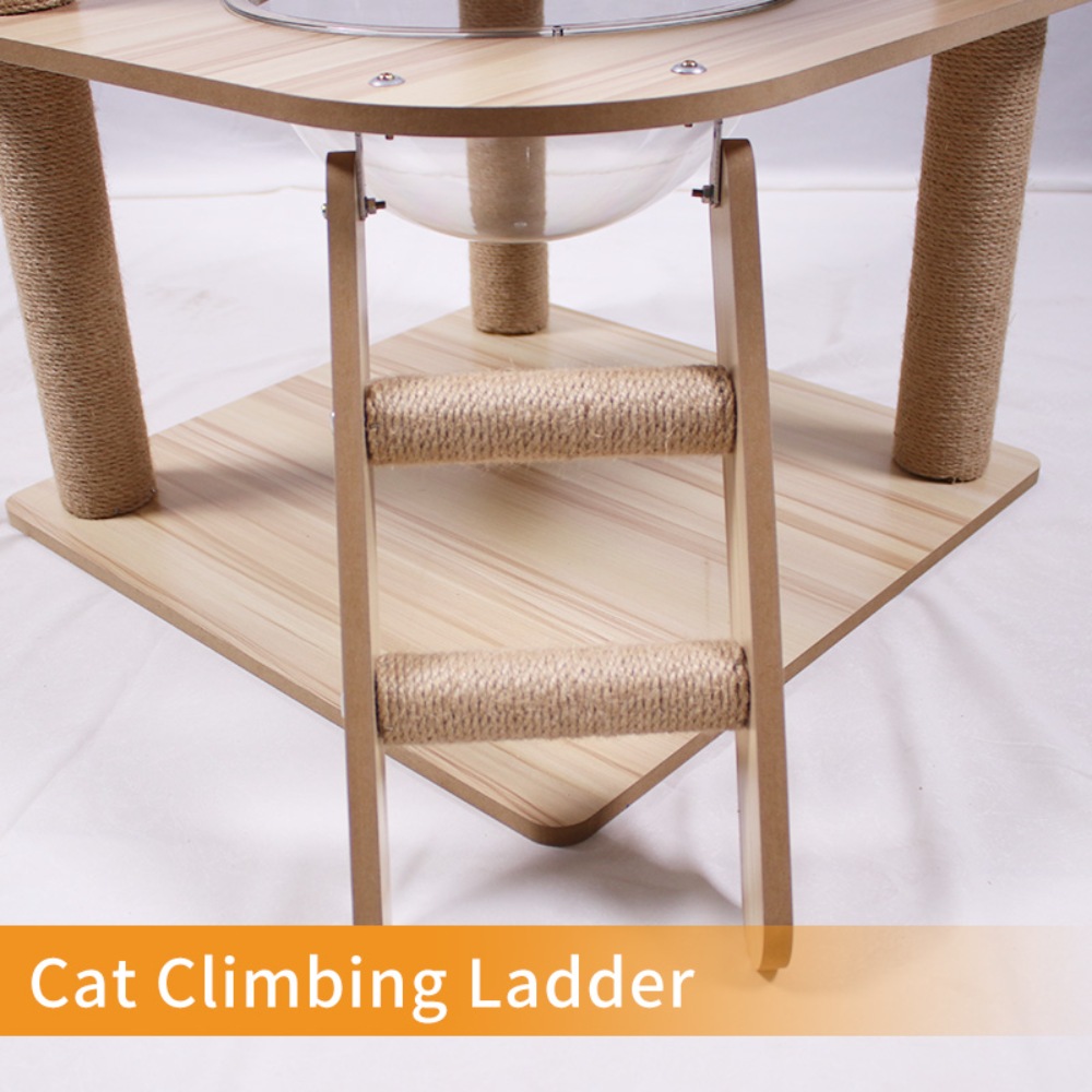 Large Wooden Cat Tree and Scratching Tower Cat Climbing Frame Premium Toy for Feline Friends to Play and Scratch - الصورة 6