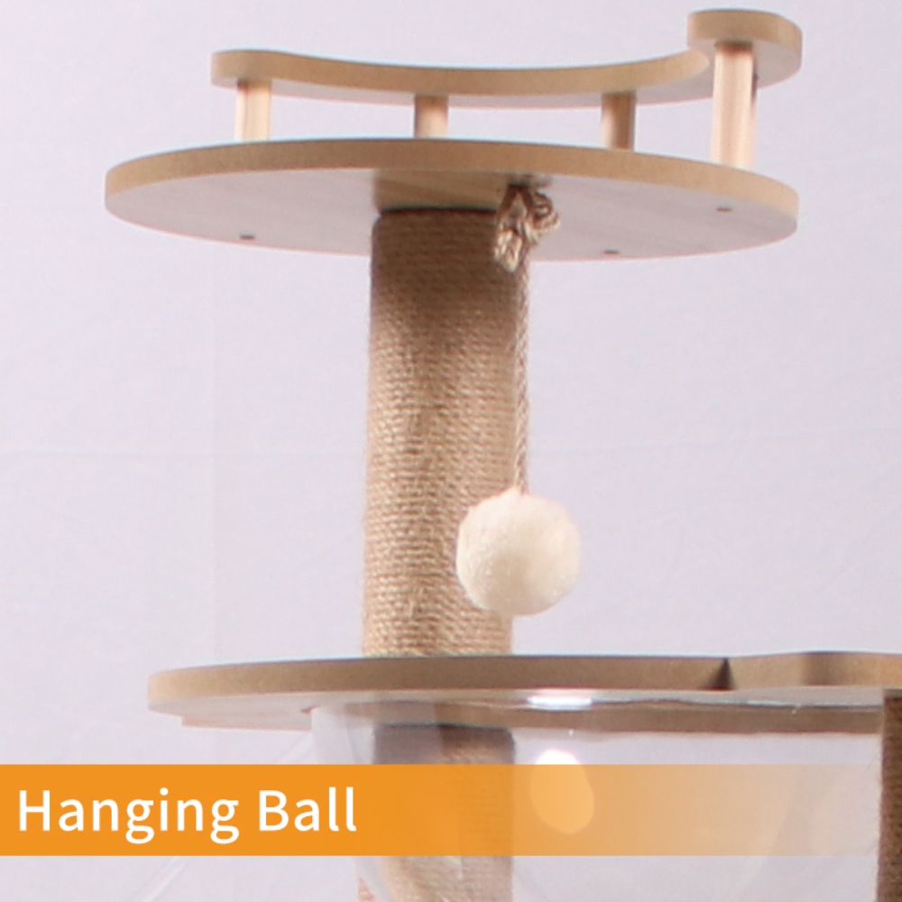 Large Wooden Cat Tree and Scratching Tower Cat Climbing Frame Premium Toy for Feline Friends to Play and Scratch - الصورة 8