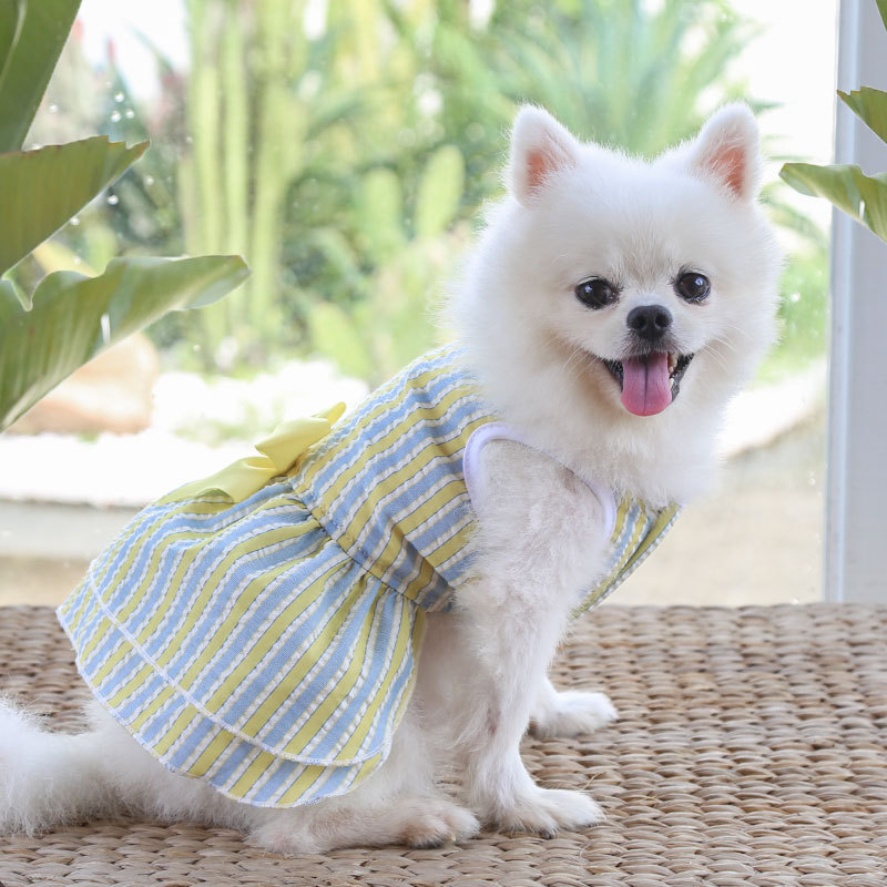 Spring and summer clothing for small to medium-sized dogs Striped pet clothing with suspenders  Pet supplies suitable for dogs and cats - الصورة 4