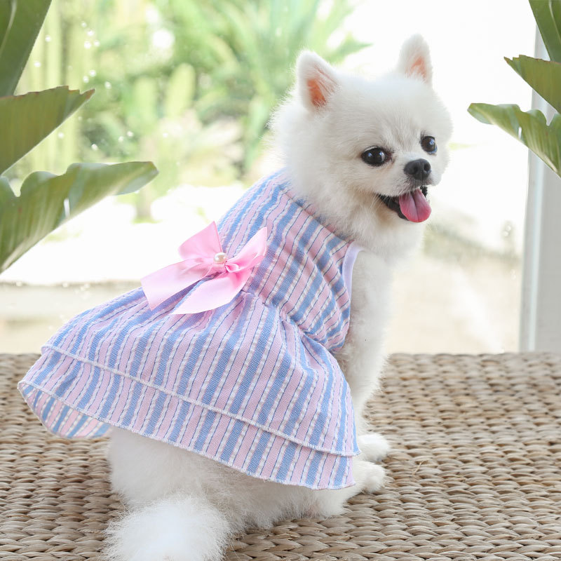 Spring and summer clothing for small to medium-sized dogs Striped pet clothing with suspenders  Pet supplies suitable for dogs and cats - الصورة 3