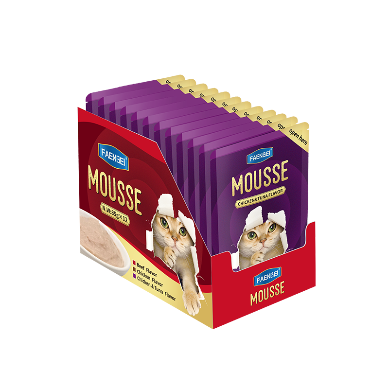 Pet Snack Wholesale Mousse Wet Food Pouch Bulk 2025 New Package Chicken Tuna Beef All Life Stages 85g for Cat and Dog OEM/ODM - Imagem 5