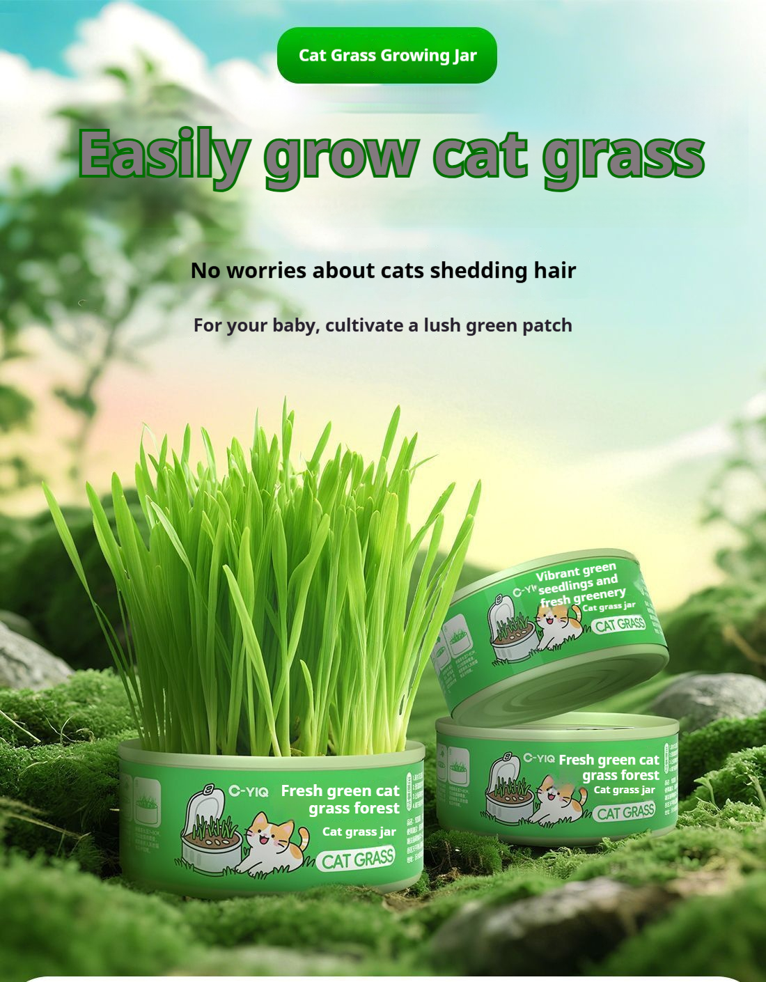 Fresh cat grass canned food Hydroponic home-grown cat food - الصورة 4