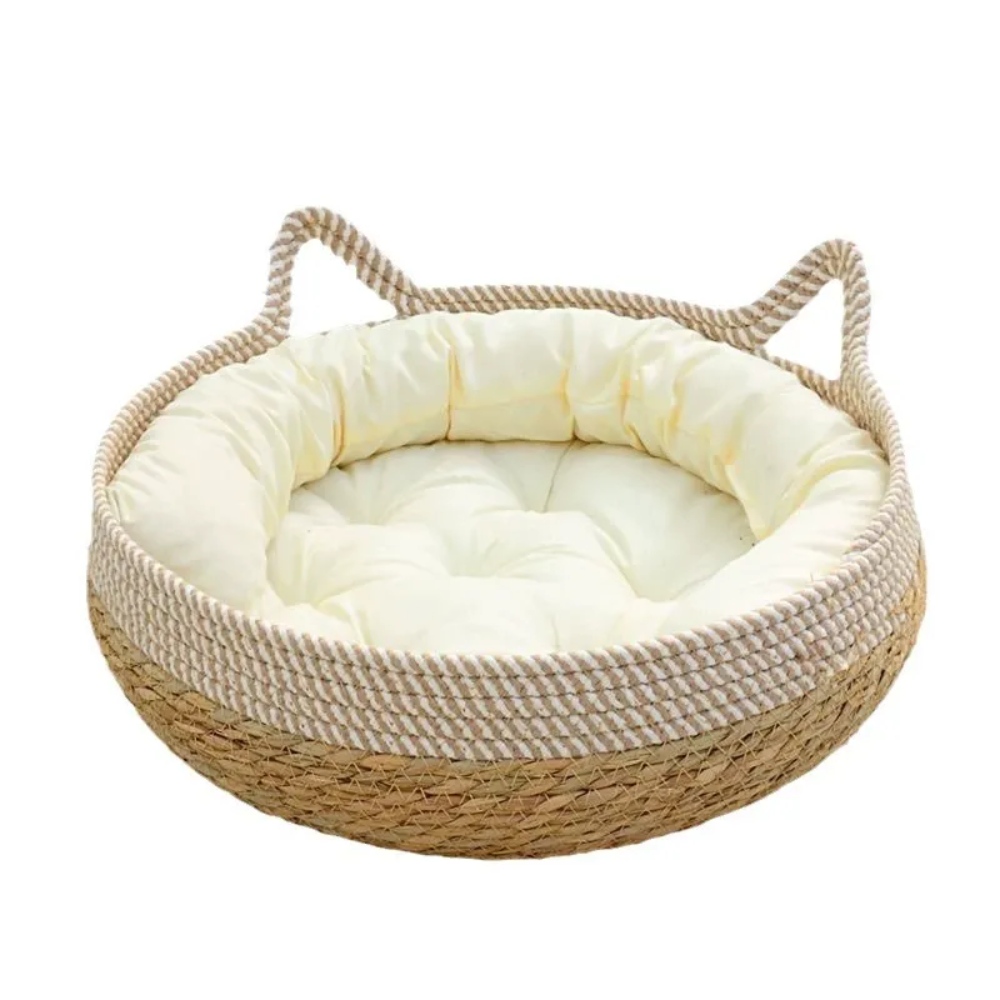 Natural straw cat bed - Breathable and suitable for all seasons, detachable and washable cat bed, eco-friendly cat house - Image 6