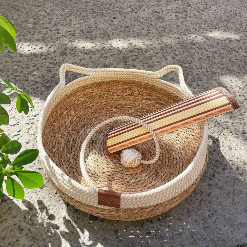 Natural straw cat bed - Breathable and suitable for all seasons, detachable and washable cat bed, eco-friendly cat house - Image 5